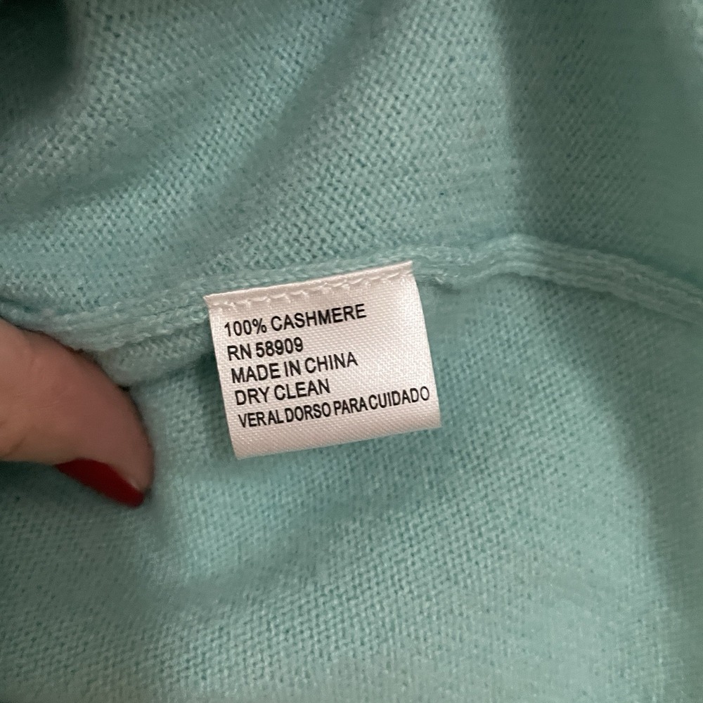 100% Cashmere Antonio Melani Sweater Aqua Peplum Hem Small Career Quite Luxury - Picture 9 of 16